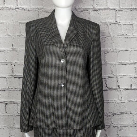 Jones Wear Houndstooth Woolen Jacket and Skirt Set, Women's Small - Picture 2 of 16